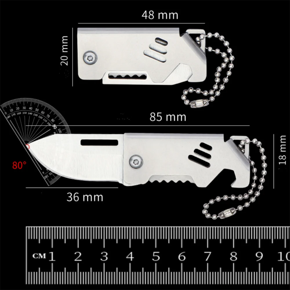 Key Chain Pendant Compact Bottle Opener Pocket Knife Outdoor Folding Knife For Camping Fishing Keyring