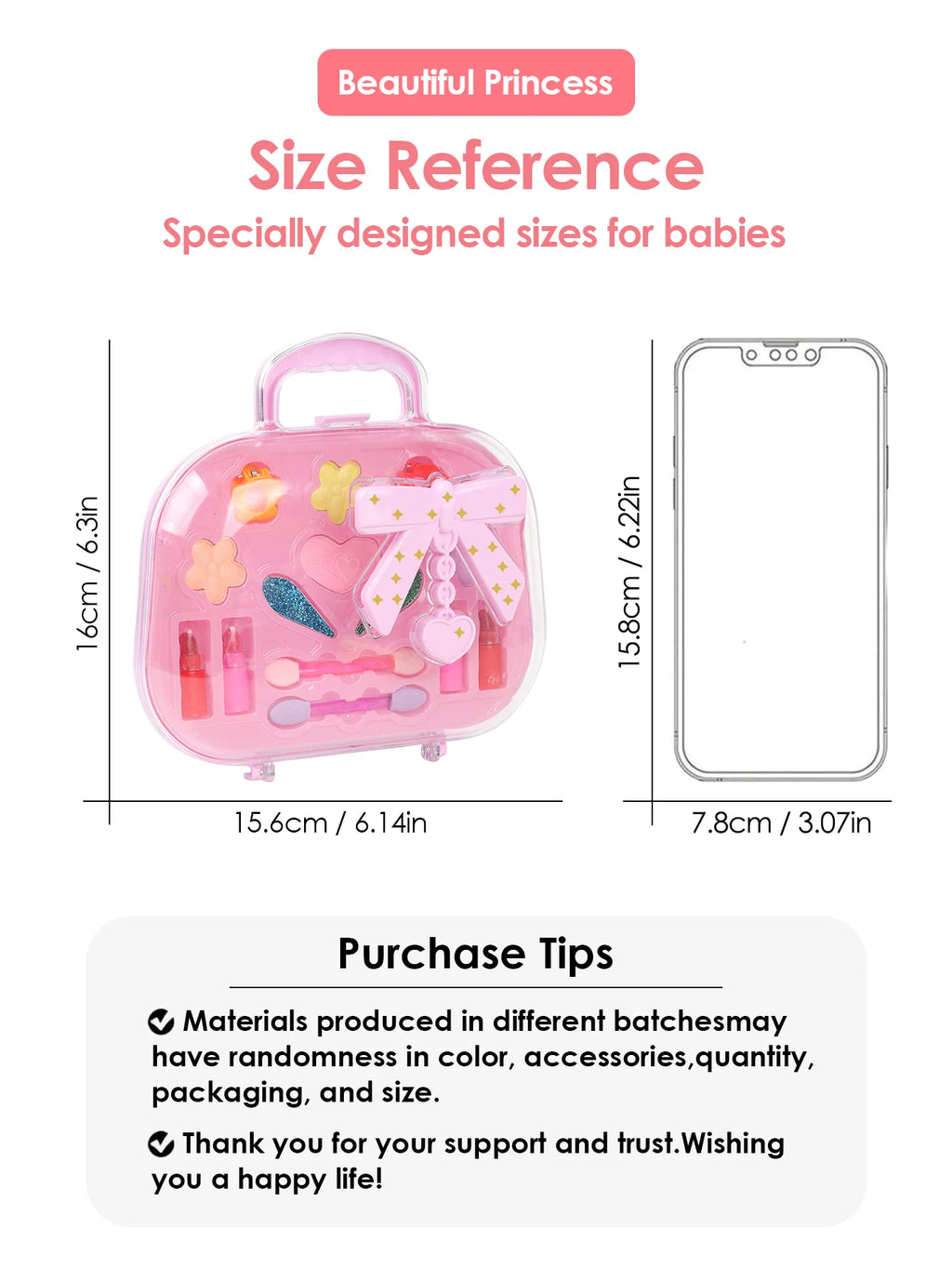 Kids Beauty Makeup Kit for Girls, Little Handbag Make-up Toys Princess Washable Pretend Play Cosmetic Set Toys Birthday Gifts