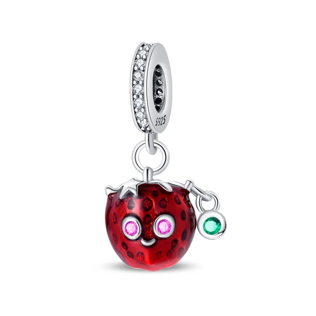 New 925 Silver Color Strawberry Cherry Fruit Series Charms Beads Fit 3mm 925 Original Bracelets DIY Birthday Jewelry Gifts