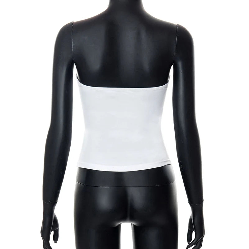y2k Strapless Corset Tops Summer White Off Shoulder Tanks Women Sleeveless Tube Top Sexy Skinny Fit Bustier Clothes