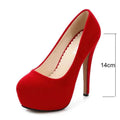 Women Pumps Fashion Flock Womens Sandals 14cm Platform Wedding Pumps Casual Thin Heels Womens Shoes