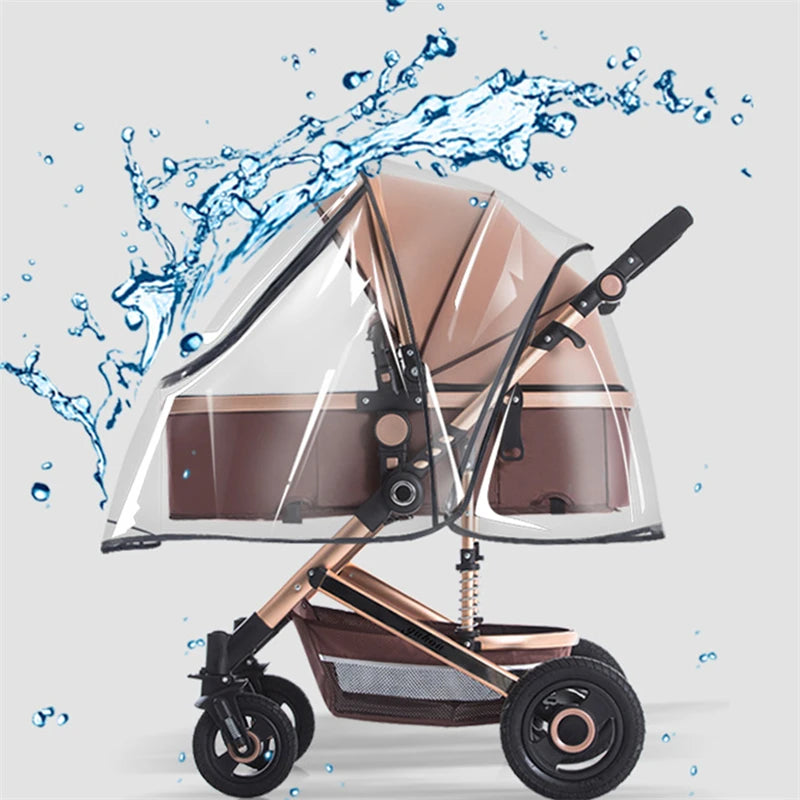 Universal Stroller Rain Cover Baby Car Weather Wind Sun Shield Transparent Breathable Trolley Umbrella Raincoat Accessories
