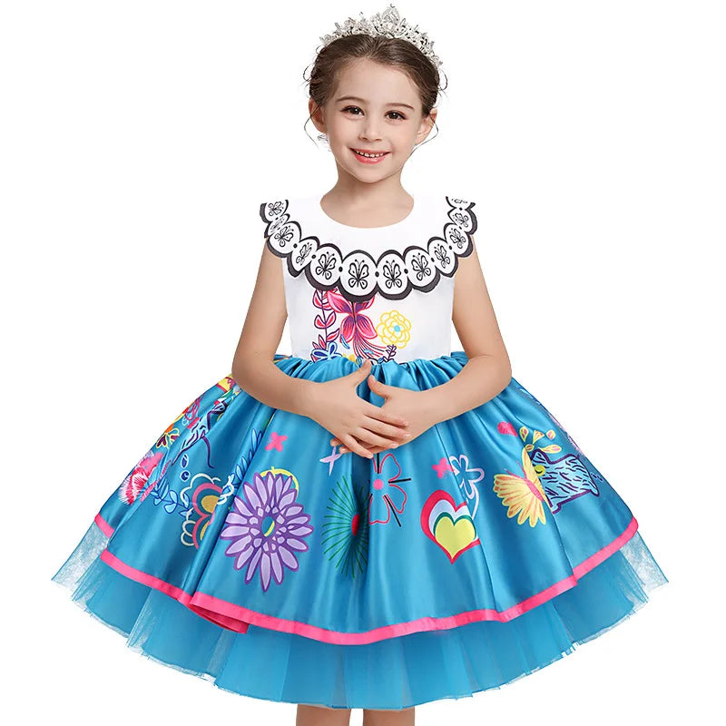 Little Girl Mirabel Dress Encanto Charm Disguise Costume Toddler Girl Birthday Party Fantasy Outfits Kids Princess Dress