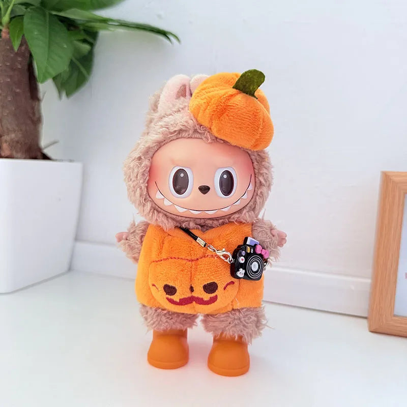17cm Dolls Clothing For Labubu Outfit Accessories Sitting Party Halloween Trick-Or-Treat Series Accessory Pumpkin Hat Clothes