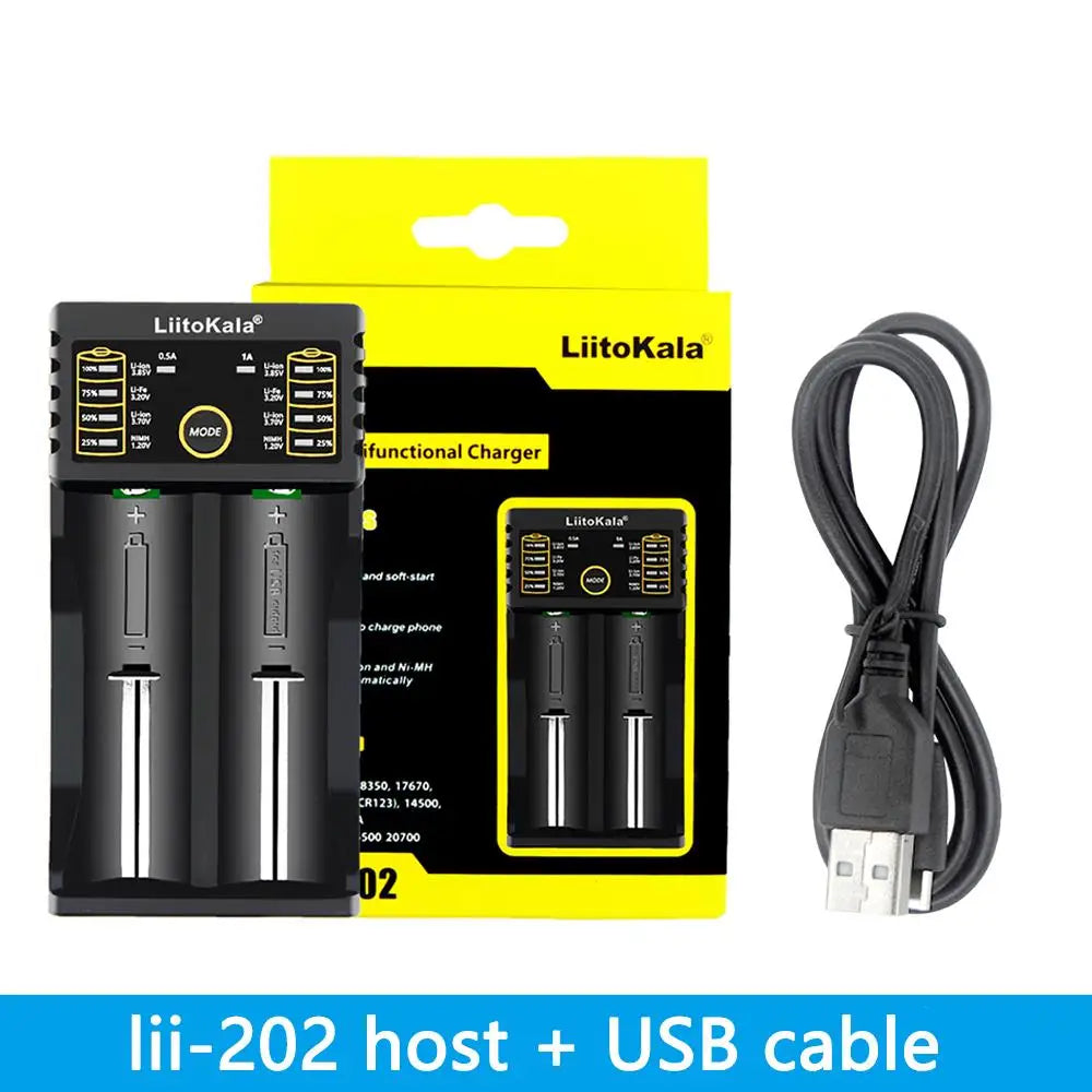 LiitoKala Lii-202 18650 Charger 1.2V/3.7V/3.2V/3.85V 21700 20700 2665014500 16340 NiMH li-ion battery Smart charger