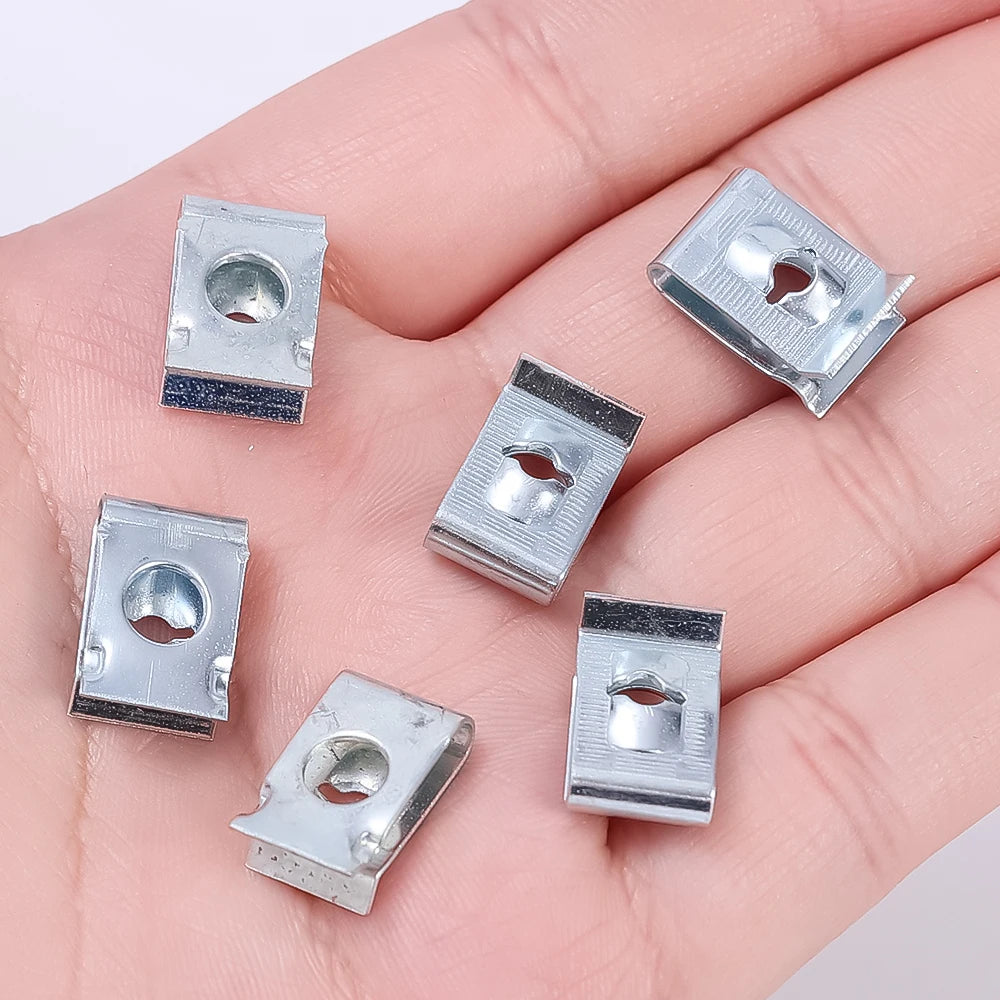 Auto Self-tapping Screw Clips U-clamp with Threaded Nut Clips Auto Fender Fastener Clips for Auto Motorcycle Scooter Parts