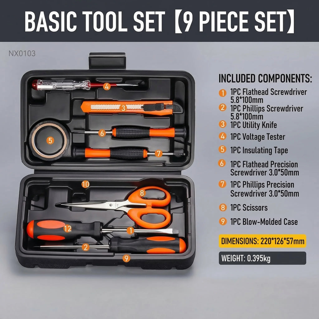Full Set Household Tool Kit Mini Tool Set Multifunctional with Pliers Wrench Screwdriver Scissors and Combination Tools
