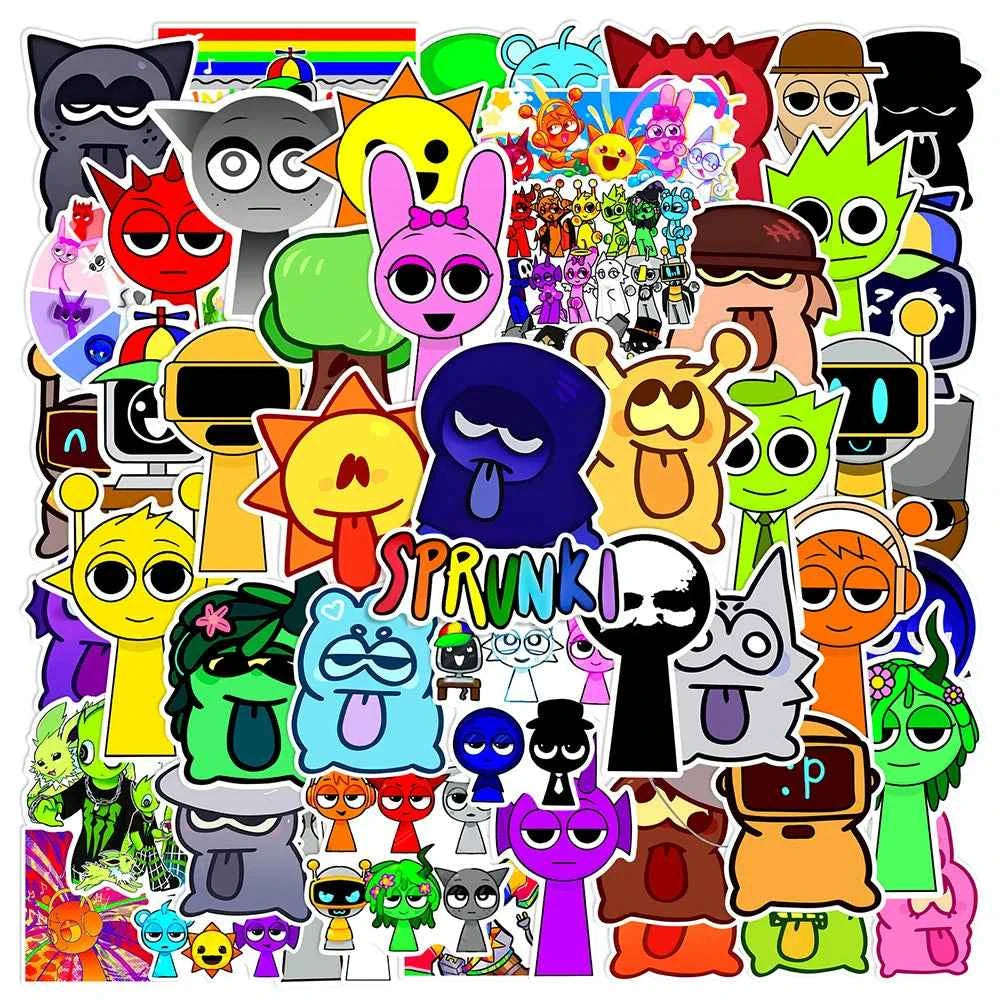 10/30/50PCS Sprunki Stickers Funny Music Game Sticker Toys Decals DIY Phone Luggage Laptop Skateboard Guitar Bike Car