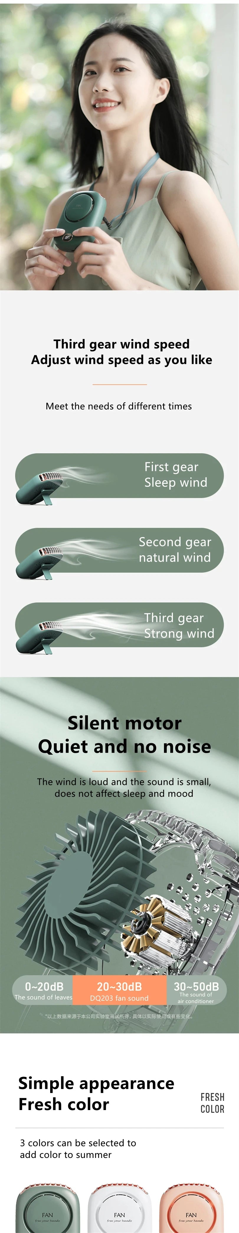 HOMEFISH New Mini Portable Fan Portable Rechargeable Bladeless Turbo Ultra Quiet Student Hand Held Fan Outdoor Sports Travel