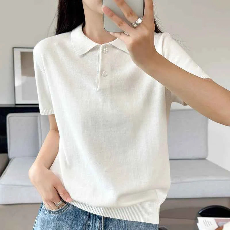 WinvyNee Summer Women's Clothing Cotton Polo T-shirt Short Sleeve Polo Collar Clothes Solid Casual Pullover Female Tops A1002029