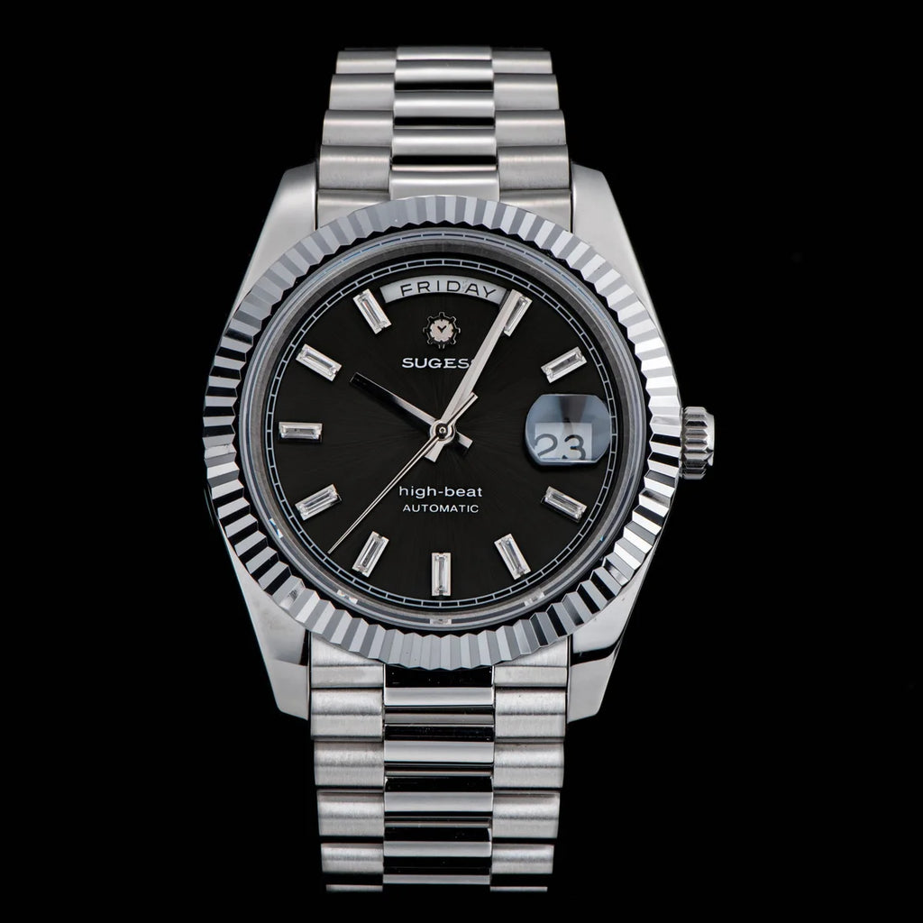 Sugess 40mm Men's Watches Automatic Date Mechanical Day Wristwatch Peacock SL3034 Movement Sapphire Waterproof Luxury Retro New