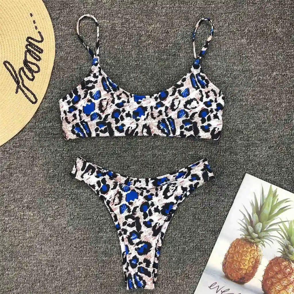 S - XL Sexy Leopard Bikini Women Swimwear Female Swimsuit Two-Pieces Bikini Set Brazilian Bather Bathing Suit Swim V871SW