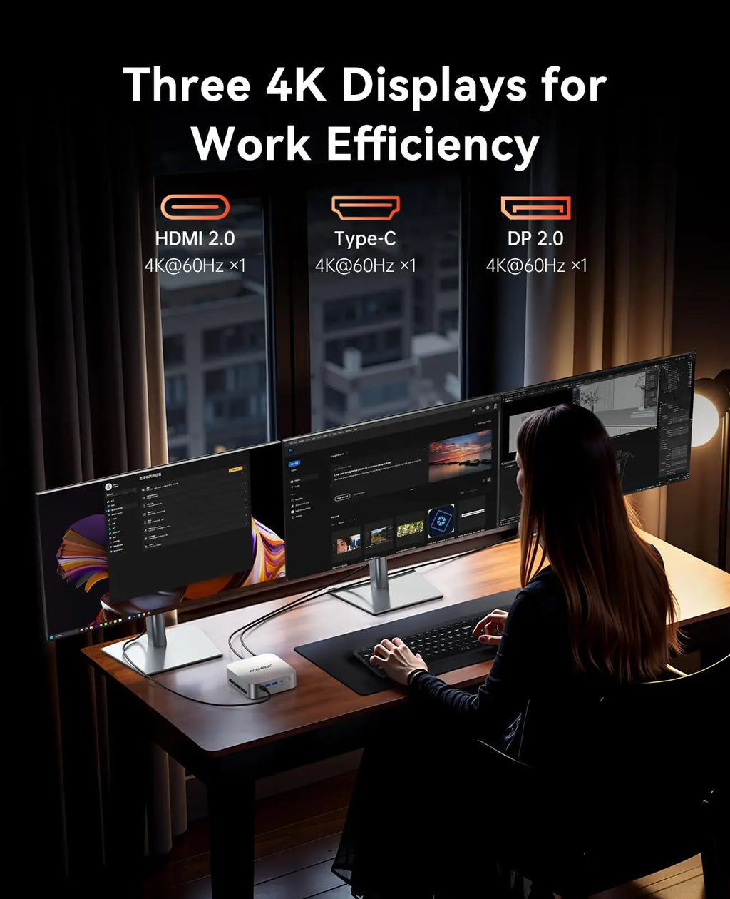 AMD Ryzen 7 7735HS Mini PC 16GB LPDDR5 512GB SSD Triple 4K Displays Radeon Graphics Pre-installed Windows 11 Pro Portable Comput