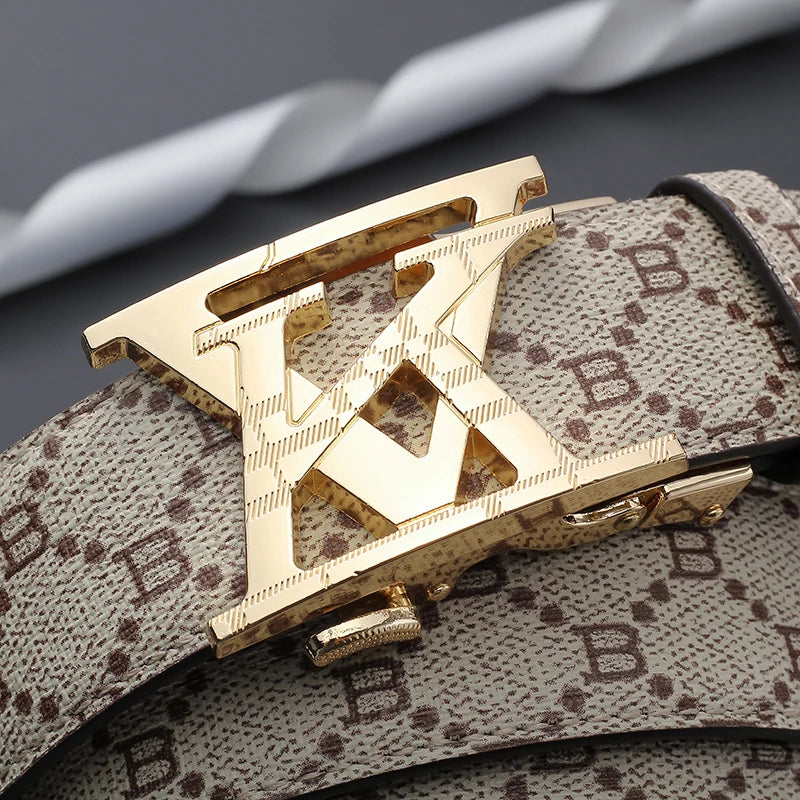 Men's Belt Luxury Design Automatic Buckle Waist Belt Fashion Letter Printed Belt Business Casual Belt For Men Jeans