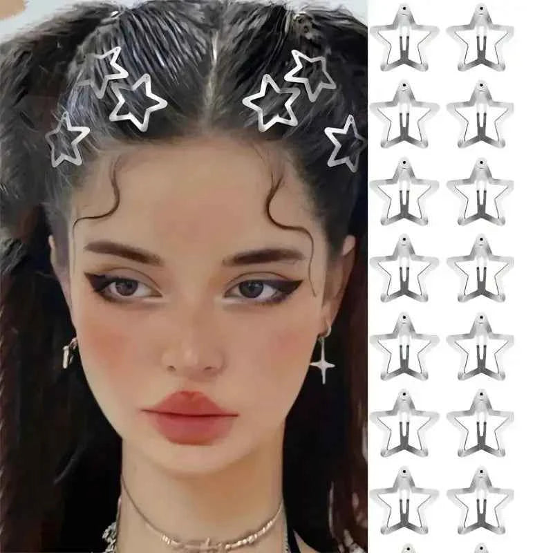 10/25/50/100pcs Y2K Silver Star Hair Clips High Quality Star Hair Clip Metal Clip Silver Pentagram Bb Clip Hair Accessory