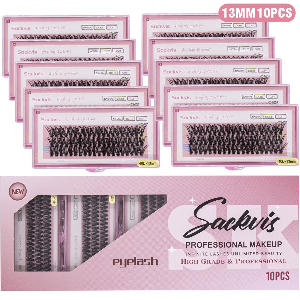 10 Boxes 40D 9-14mm C Curl Wholesale Individual Lashes Makeup False Eyelashes Extension Faux Mink Wispy Eyelash Tool Diy