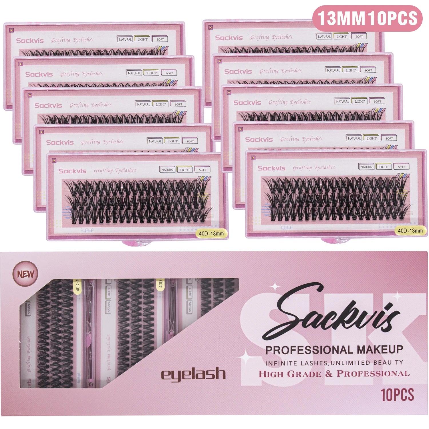 10 Boxes 40D 9-14mm C Curl Wholesale Individual Lashes Makeup False Eyelashes Extension Faux Mink Wispy Eyelash Tool Diy