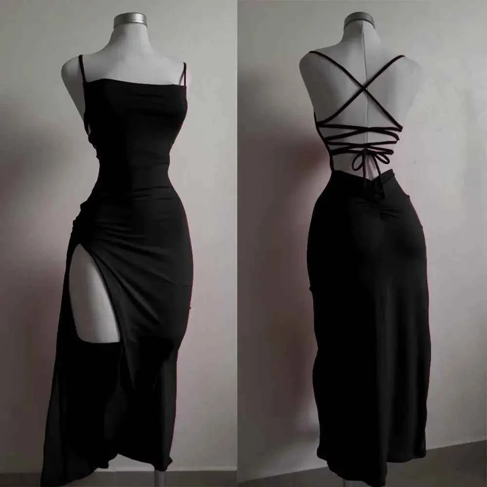 2025 explosive new dress summer high sensibility halter strap Spice Girl bag hip dress