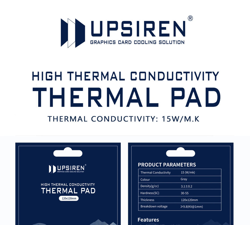 UPSIREN Graphics Card Cooling 15W/MK thermal pad Heat Dissipation Silicone Pad CPU/GPU Graphics Card Thermal Pad Motherboard