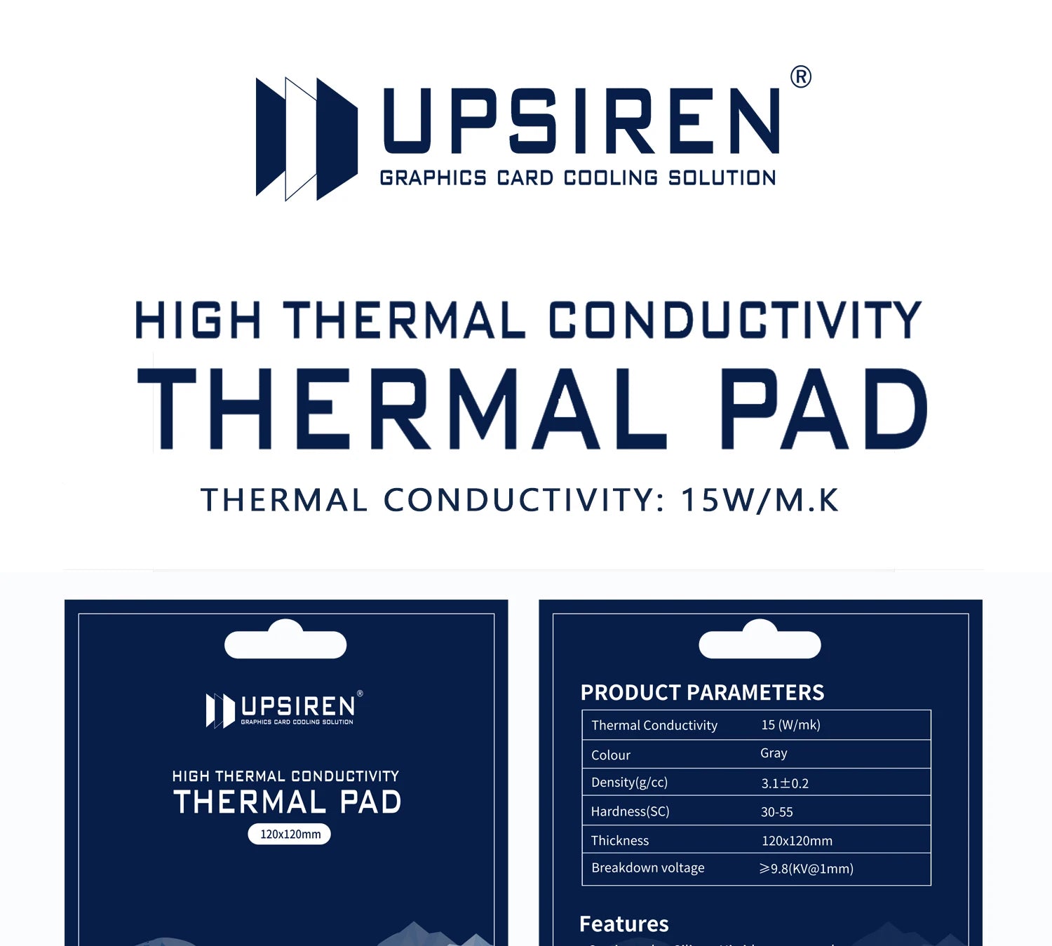 UPSIREN Graphics Card Cooling 15W/MK thermal pad Heat Dissipation Silicone Pad CPU/GPU Graphics Card Thermal Pad Motherboard