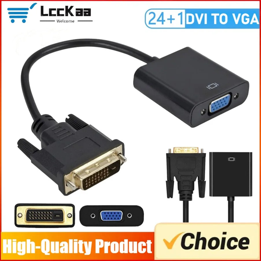 DVI-D DVI To VGA Adapter Full HD 1080P DVI-D Male To VGA Female Converter 24+1 25Pin To 15Pin Cable for PC Computer Monitor