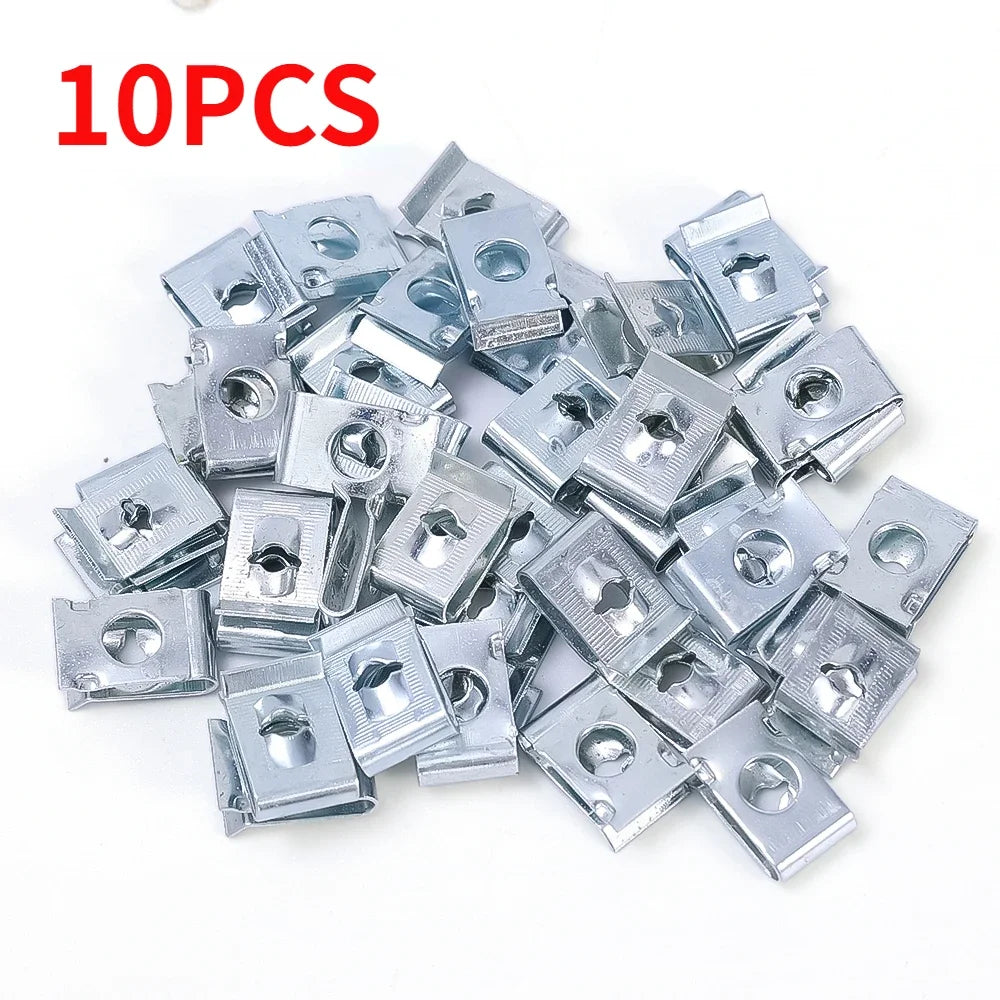 Auto Self-tapping Screw Clips U-clamp with Threaded Nut Clips Auto Fender Fastener Clips for Auto Motorcycle Scooter Parts