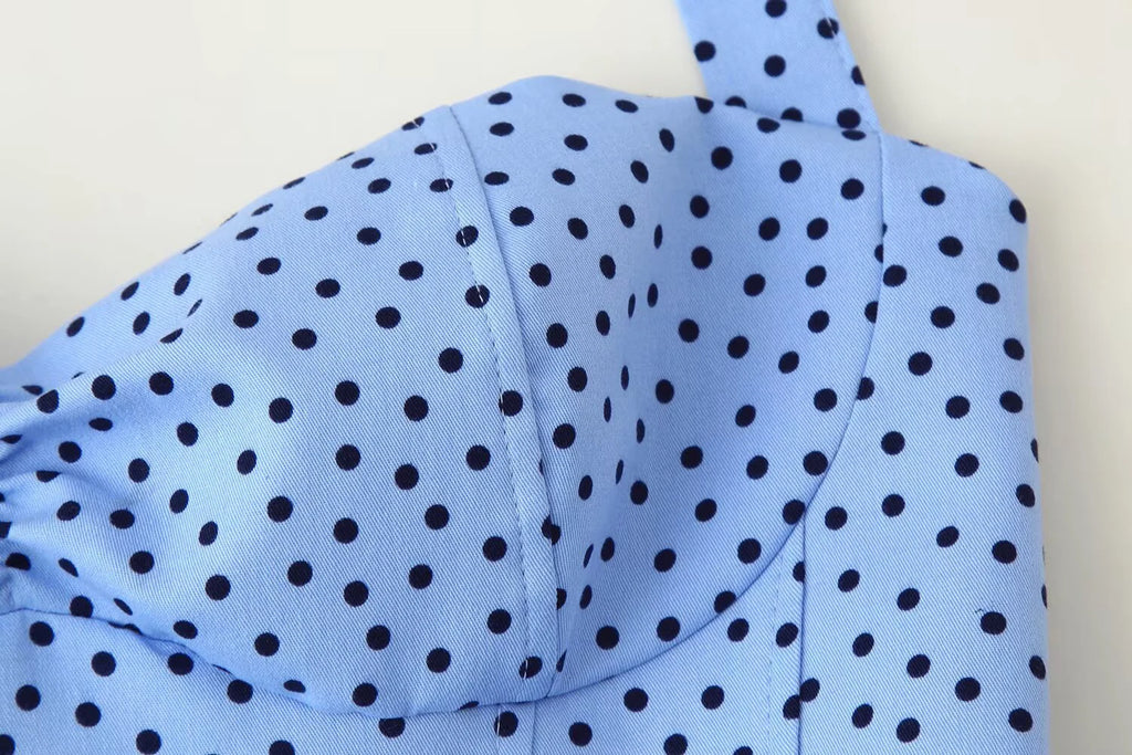 DEEABAE 2026 summer French style hanging neck polka dot camisole vest for women slim fit and slimming ruffled edge sexy top