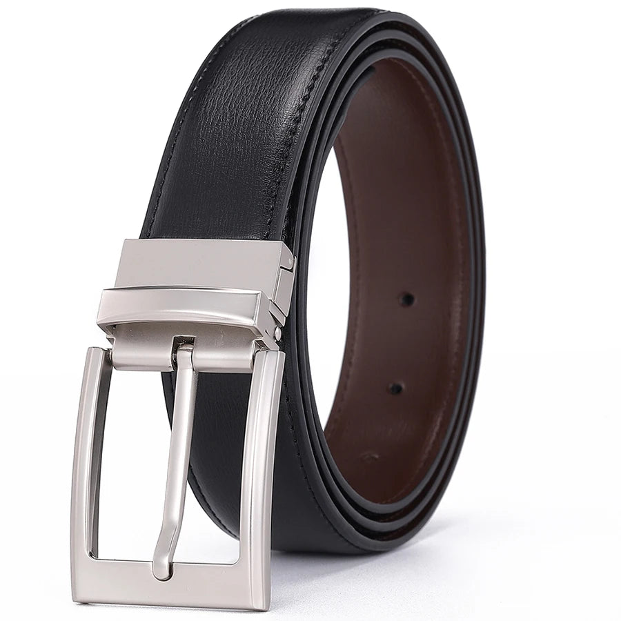 Reversible Pin Buckle Men's Belts Real Leather Male Belt for Man High Quality Designer Fashion Jeans Waist Strap Luxury Business