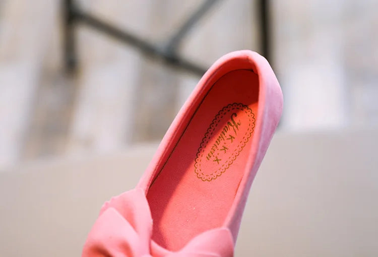 Baby Girls Shoes Princess Bow-knot Flock Fabric Spring Autumn Kids Flats Children Casual Loafers Candy Color Toddlers Shoes Soft