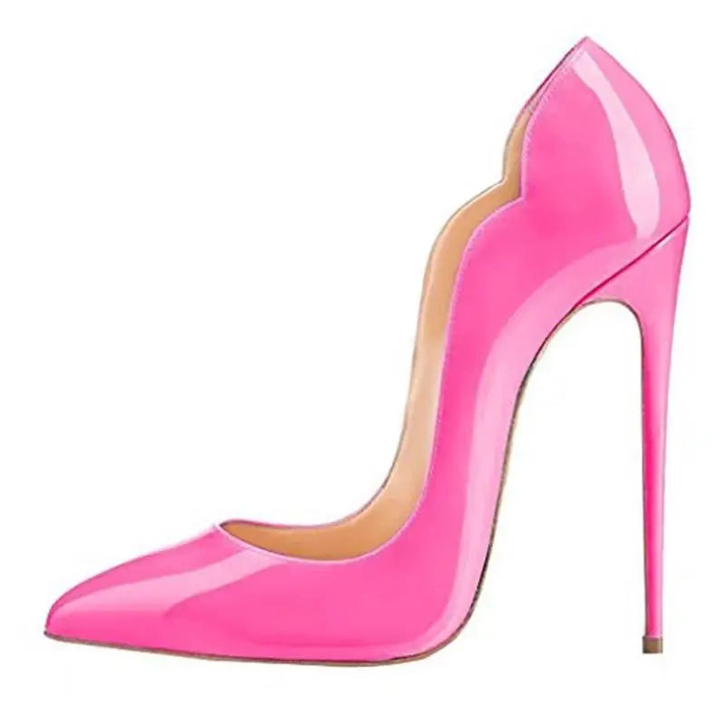Pink sexy shallow mouth12cm super high heels for women with slim heels,high-end and versatile professional red sole single shoes