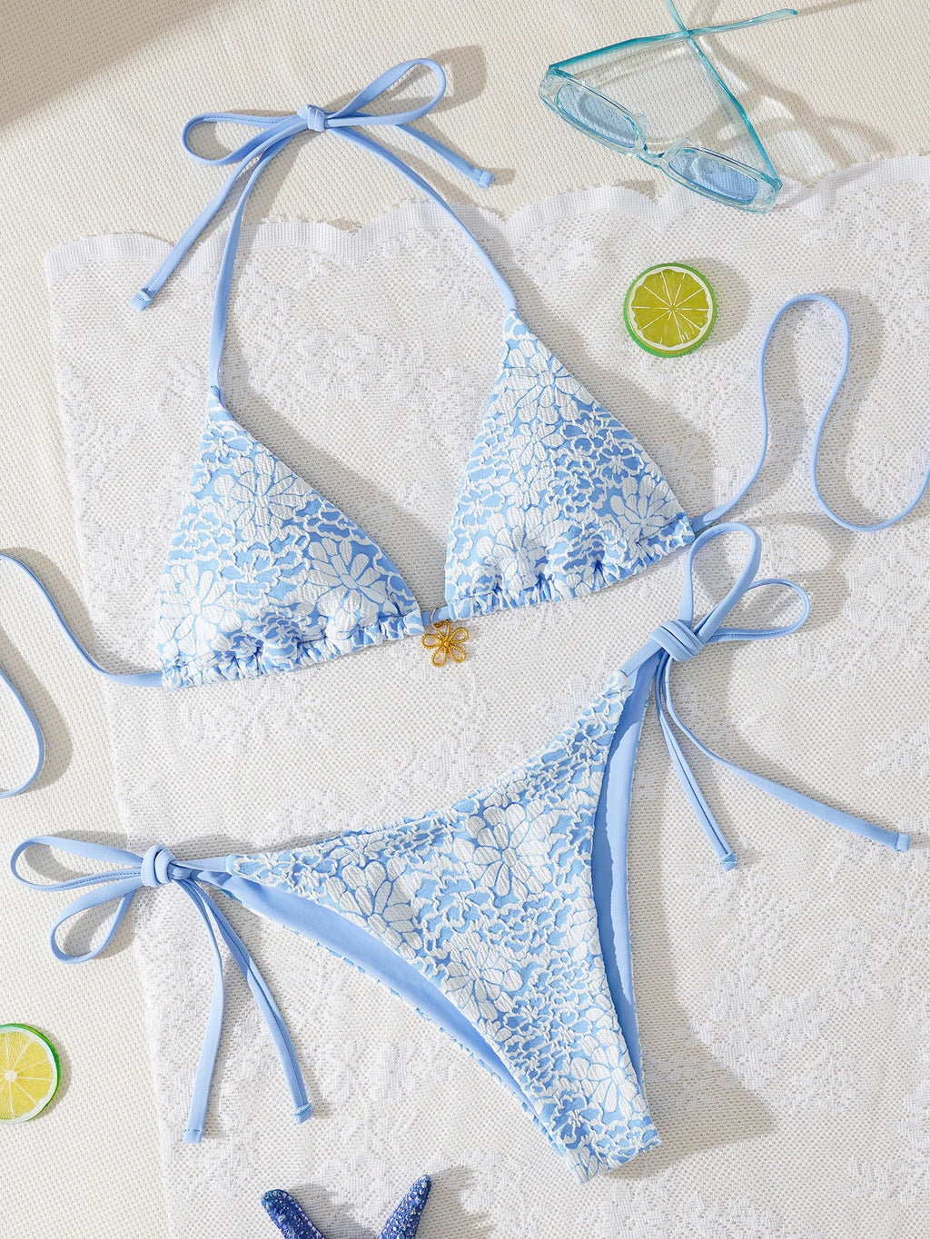 "2026 New Triangle Bikini Set - Floral Print Push Up Swimsuit & Brazilian Bottoms"