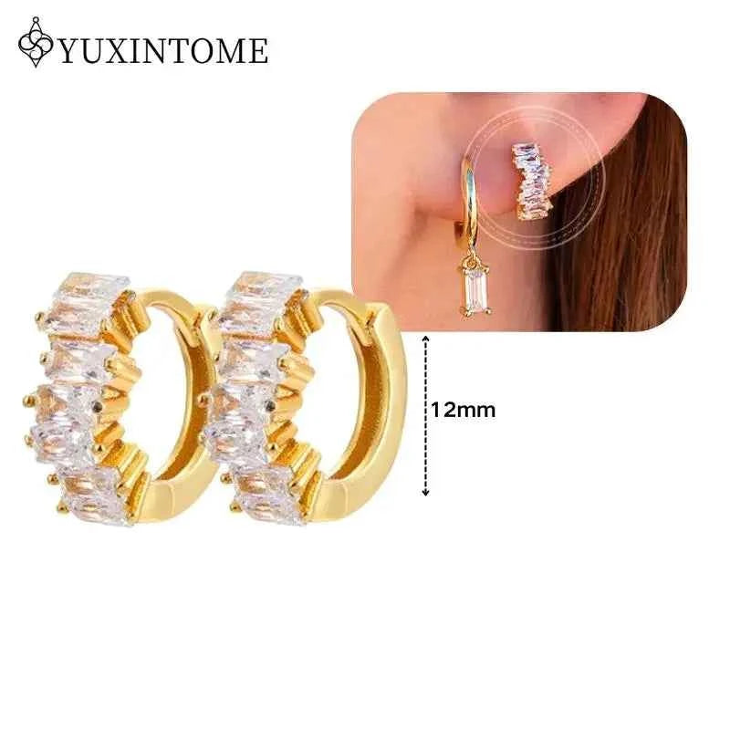 Women's 925 Sterling Silver Ear Needle Crystal Zircon Water Droplets Stud Hoop Gold Huggie Earrings Premium Luxury Party Jewelry