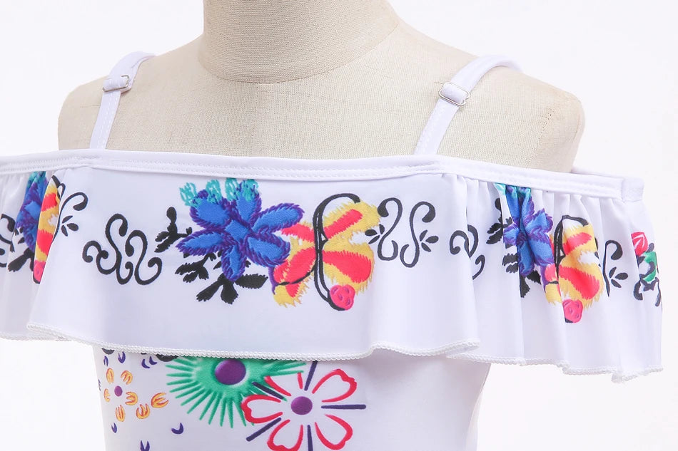 Encanto Mirabel Isabela Cosplay Carnival Costume Girls Swimsuit 2 Piece Sets Summer Swimwear Bikini Beach Party Set 3-10Yrs