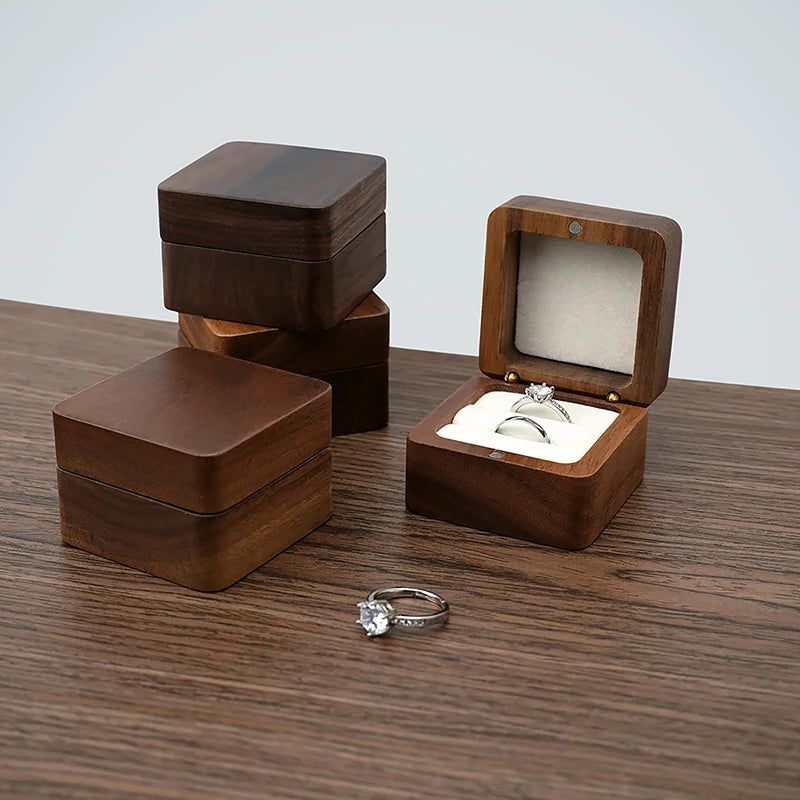 Multi-Layer Jewelry Organizer Box, Wooden Wedding Ring Case With Earring Storage & Gift Packaging