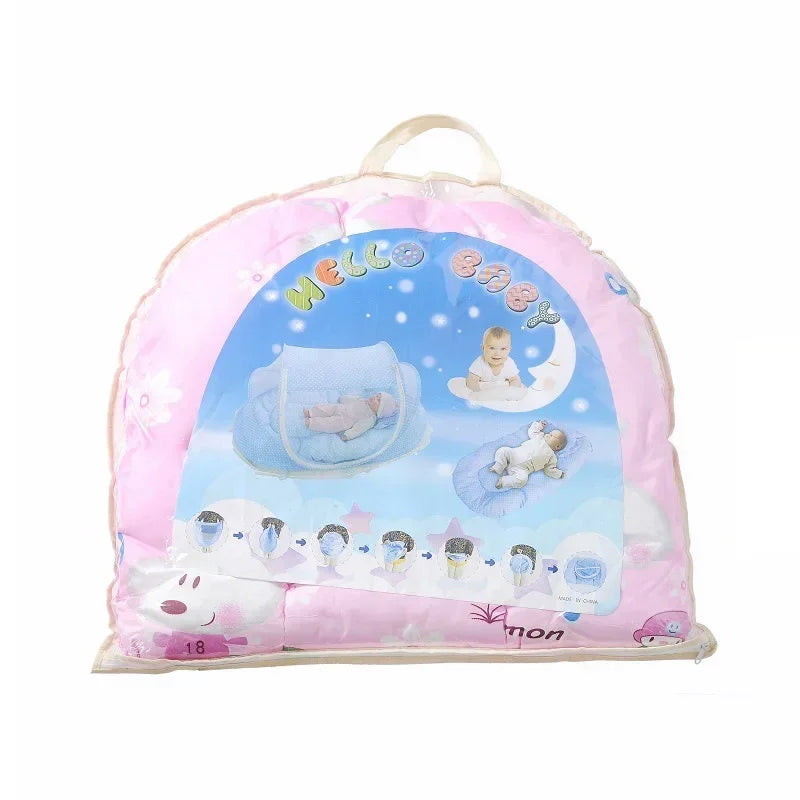 Baby Bed Infant Mosquito Nets Foldable with Cotton Pillows Portable Folding Baby Bedding Crib Netting Mosquito Prevention