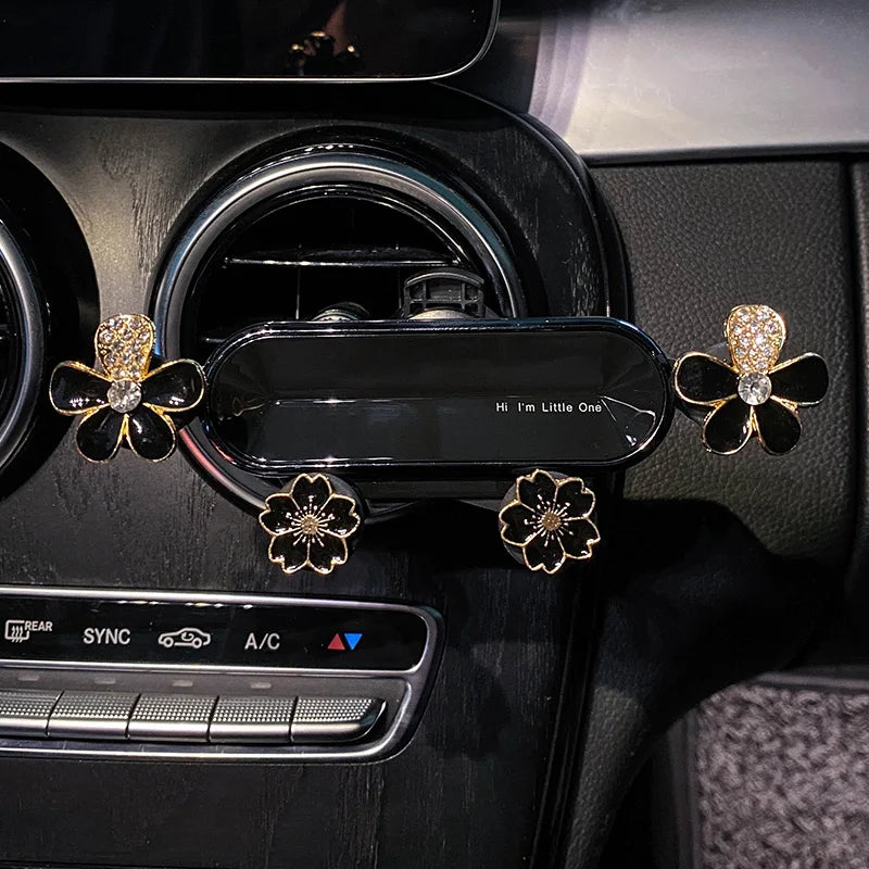 Cute Bowknot Universal Car Phone Holder Cartoon Diamond GPS Stand Gravity Bracket Auto Air Vent Clip Mount Mobile Phone Holder