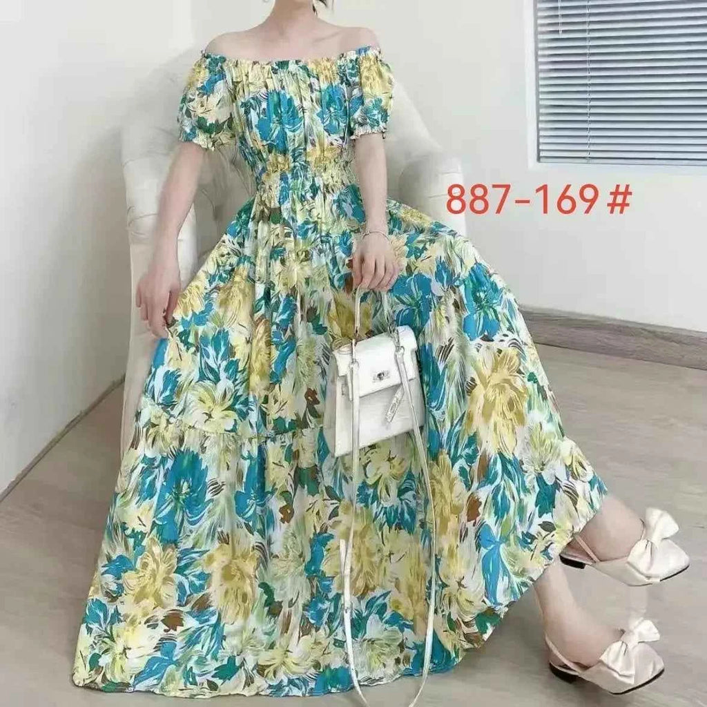 Long Maxi Dress Women Clothing Spring Summer Bohemian Holiday Beach Korean Style Floral Vintage Slim Vestidos Robe Dresses Boho