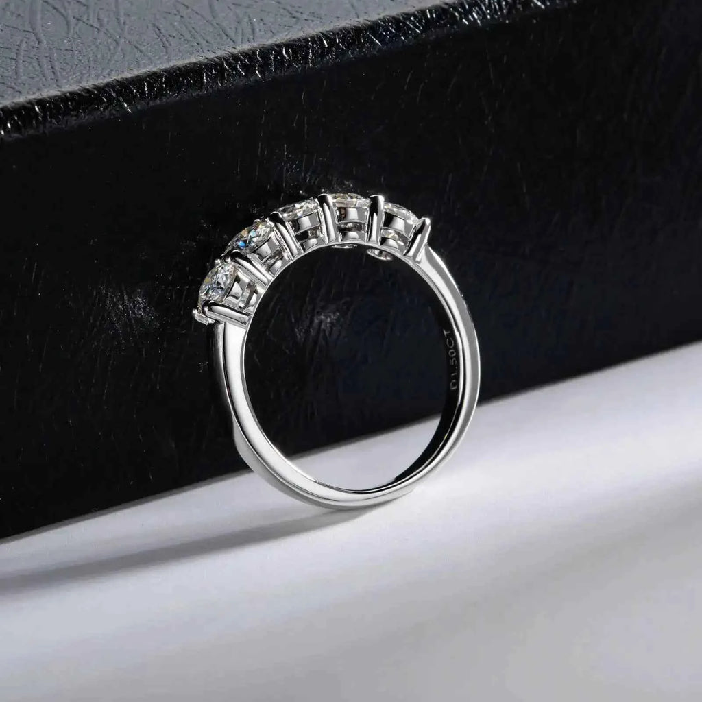SG White Gold D Color 4mm Moissanite Ring For Women 925 Silver 1.5CT Stone Match Dia Wedding Band Bride S Sterling Sier