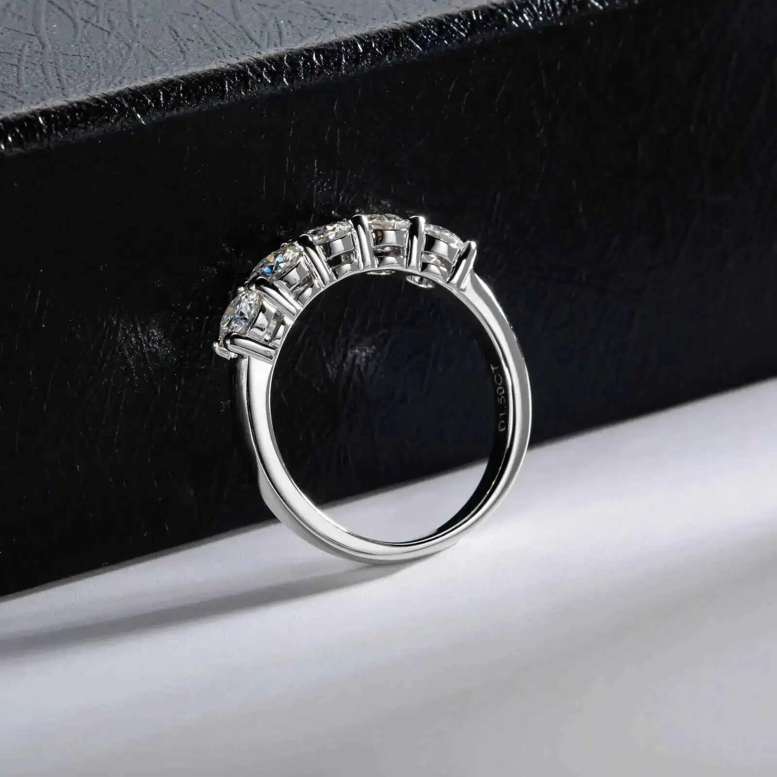 SG White Gold D Color 4mm Moissanite Ring For Women 925 Silver 1.5CT Stone Match Dia Wedding Band Bride S Sterling Sier