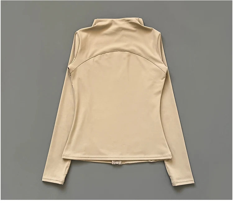 athletic slim fit quick drying zipper running jacket women dryfit outer wear yoga training fitness jacket with thumb hole