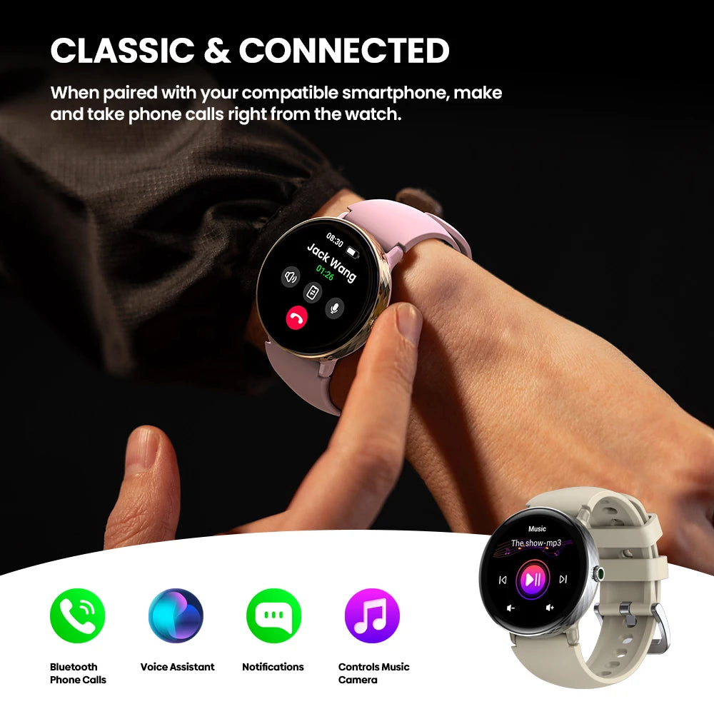 NEW 2025 Zeblaze Lily 2 Bluetooth Calling Smartwatch 1.2" AMOLED Screen Double Straps Health Monitoring Smart Watch for Women