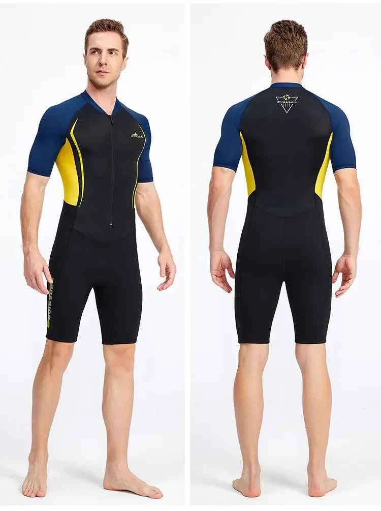 Men Women New Couple Diving Suit One-piece Sunscreen Swimsuit Short-sleeved Shorts 1.5mm Snorkeling Surfing Warm Shorty Wetsuit