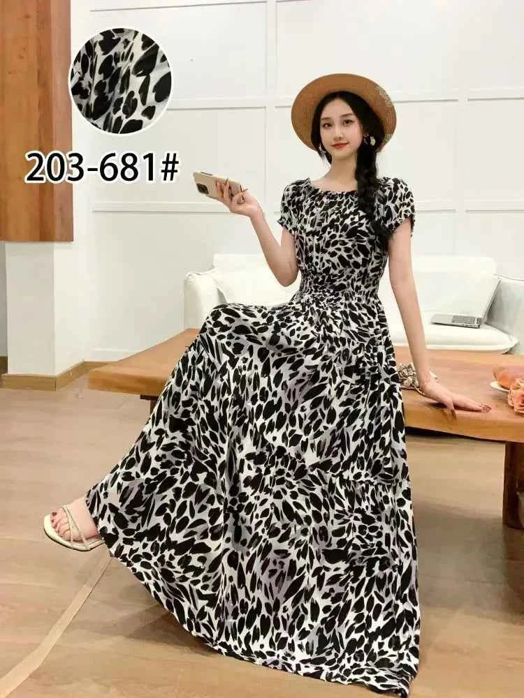 Long Maxi Dress Women Clothing Spring Summer Bohemian Holiday Beach Korean Style Floral Vintage Slim Vestidos Robe Dresses Boho
