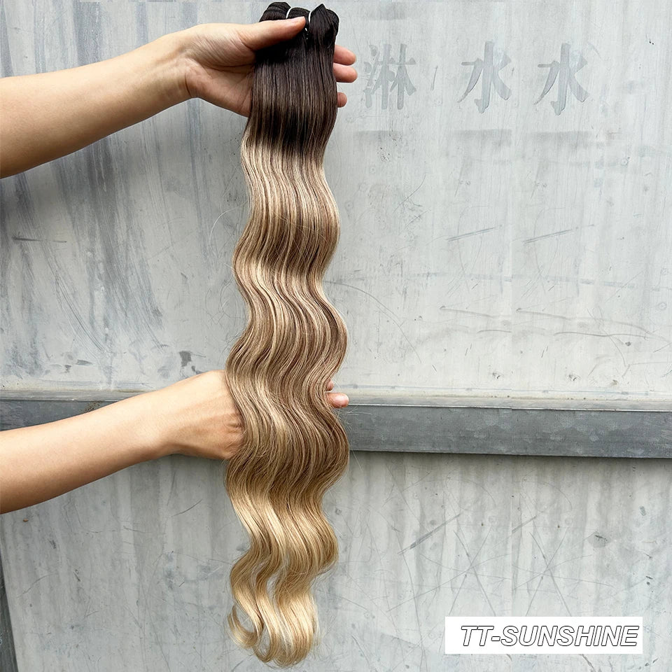 Magicae 30Inches 200G Piano Blonde SP12/16/613 Ombre Brown 6# Body Wave Bundles High Temperature Synthetic Hair Extensions