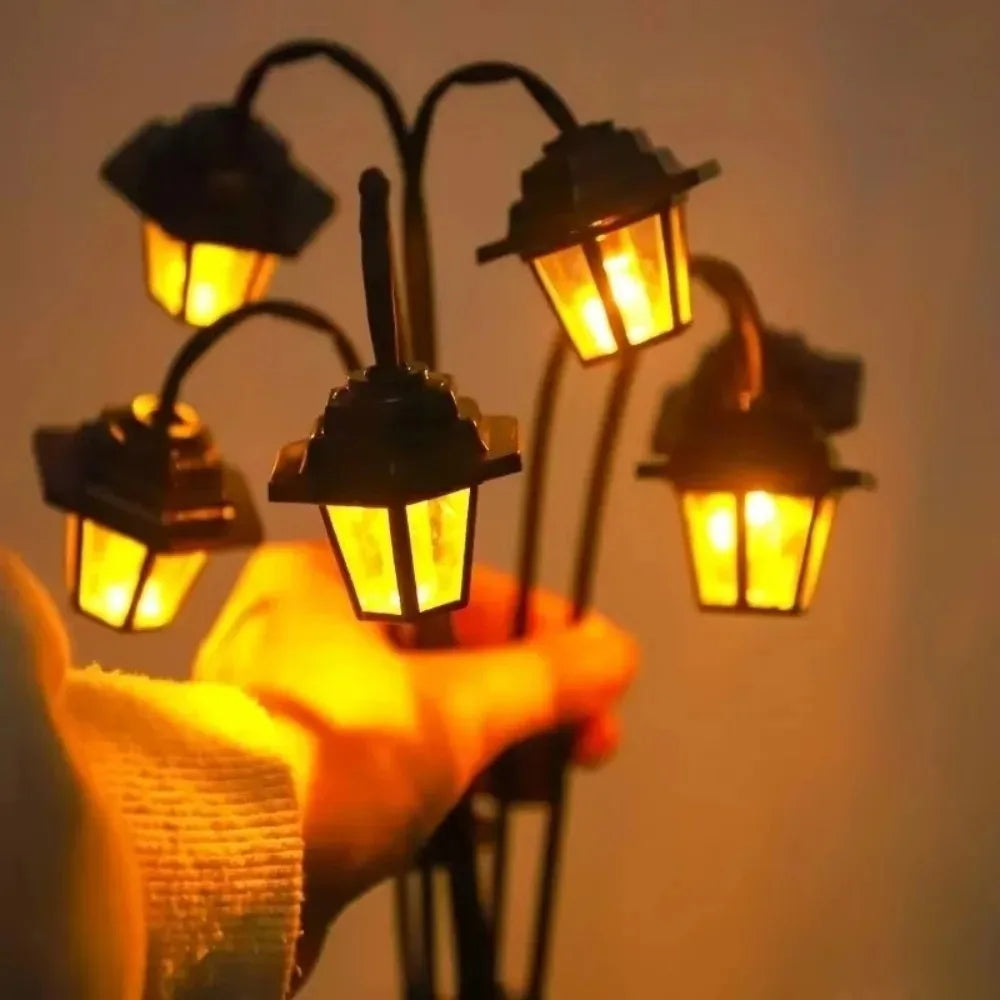 1pc Retro Lantern Decorative Light Waterproof Street Lawn Lamp Solar Garden Lights 6LED Holiday Party Lamp