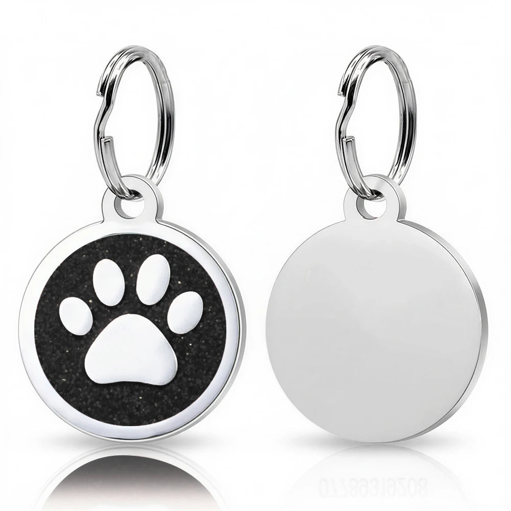 Black Tag 1Pcs Color Engraved Pet ID Tags – Personalized Dog and Cat Name Plate