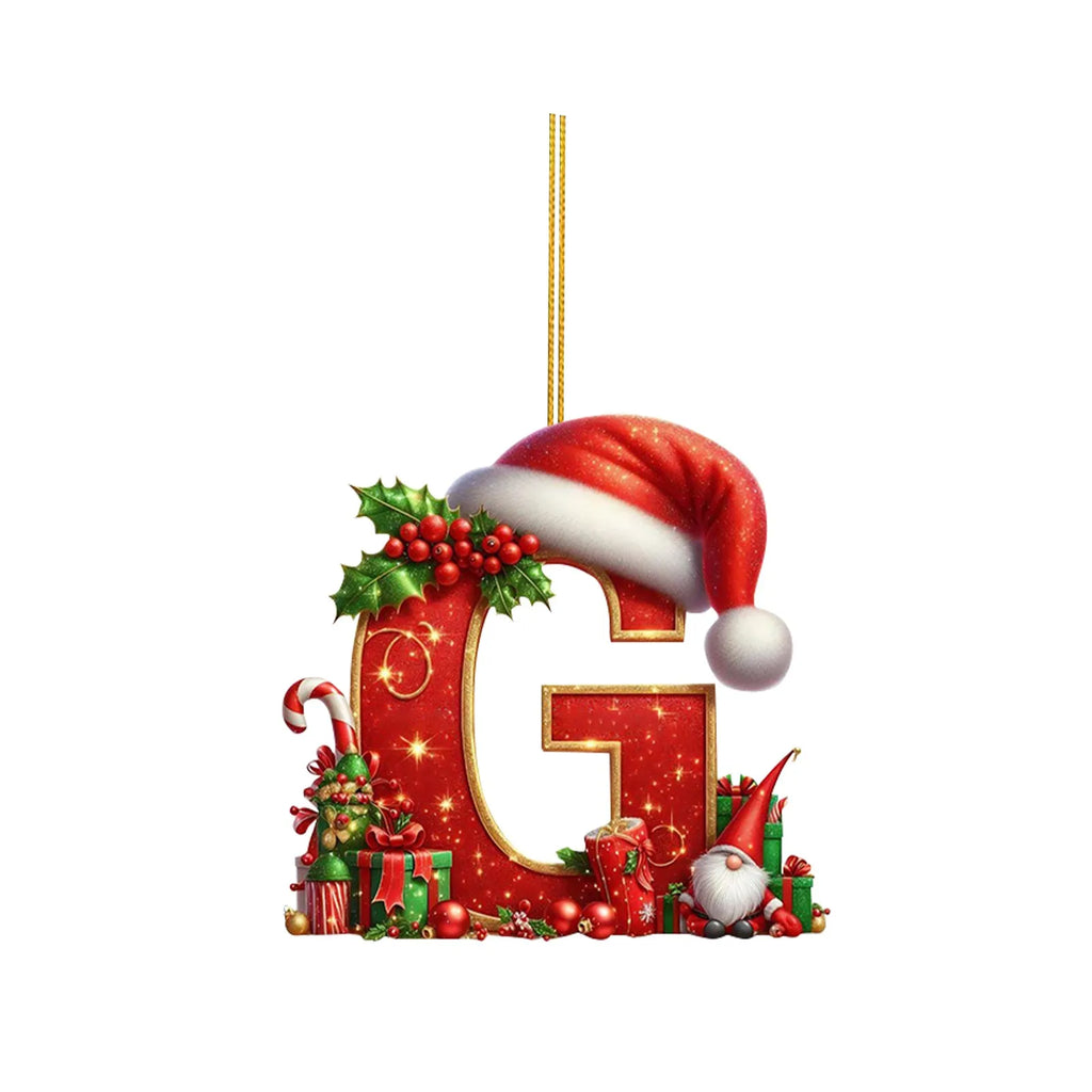 2D Home Decorations Ornaments 26 Letter Pendant For Christmas Tree Decor Christmas Ornaments Acrylic Flat Christmas Tree
