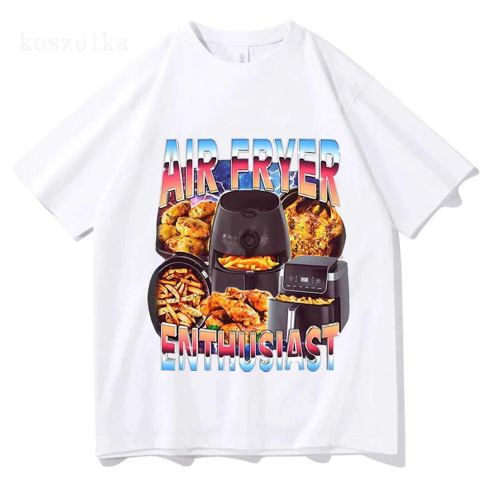 Air Fryer Enthusiast Funny Cooking Meme T-Shirt Men Women Fashion Vintage Short Sleeve T-shirts Cotton Casual T Shirt Streetwear