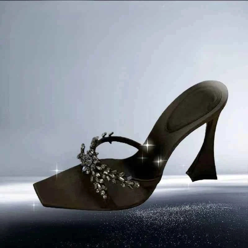 Crystal High Heels Slippers Women Elegant Dress Shoes Fashion Sexy Sandals 2025 Summer Beach Flip Flops Luxury New Mujer Slides