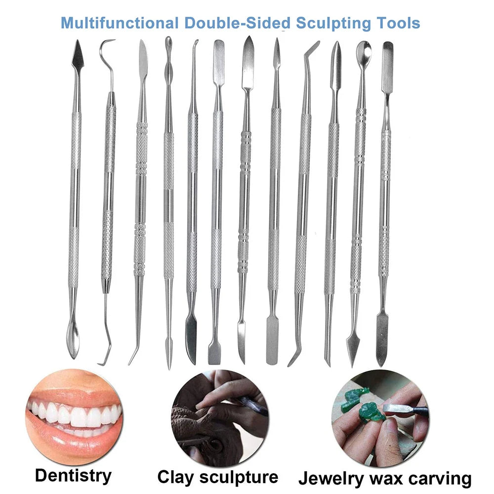 12 Pieces/Set of Wax Carving Tools Jewelry Making Tools Wax Carving Knife Dental Tools